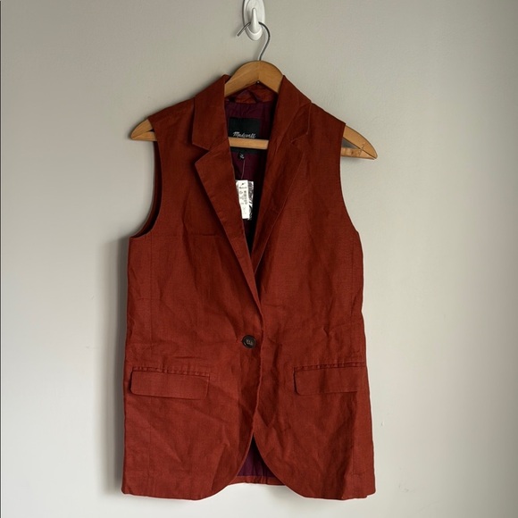 NEW Madewell Larsen Linen Vest XS - Picture 2 of 9